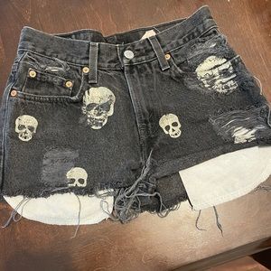 Levi Black Skeleton Shorts